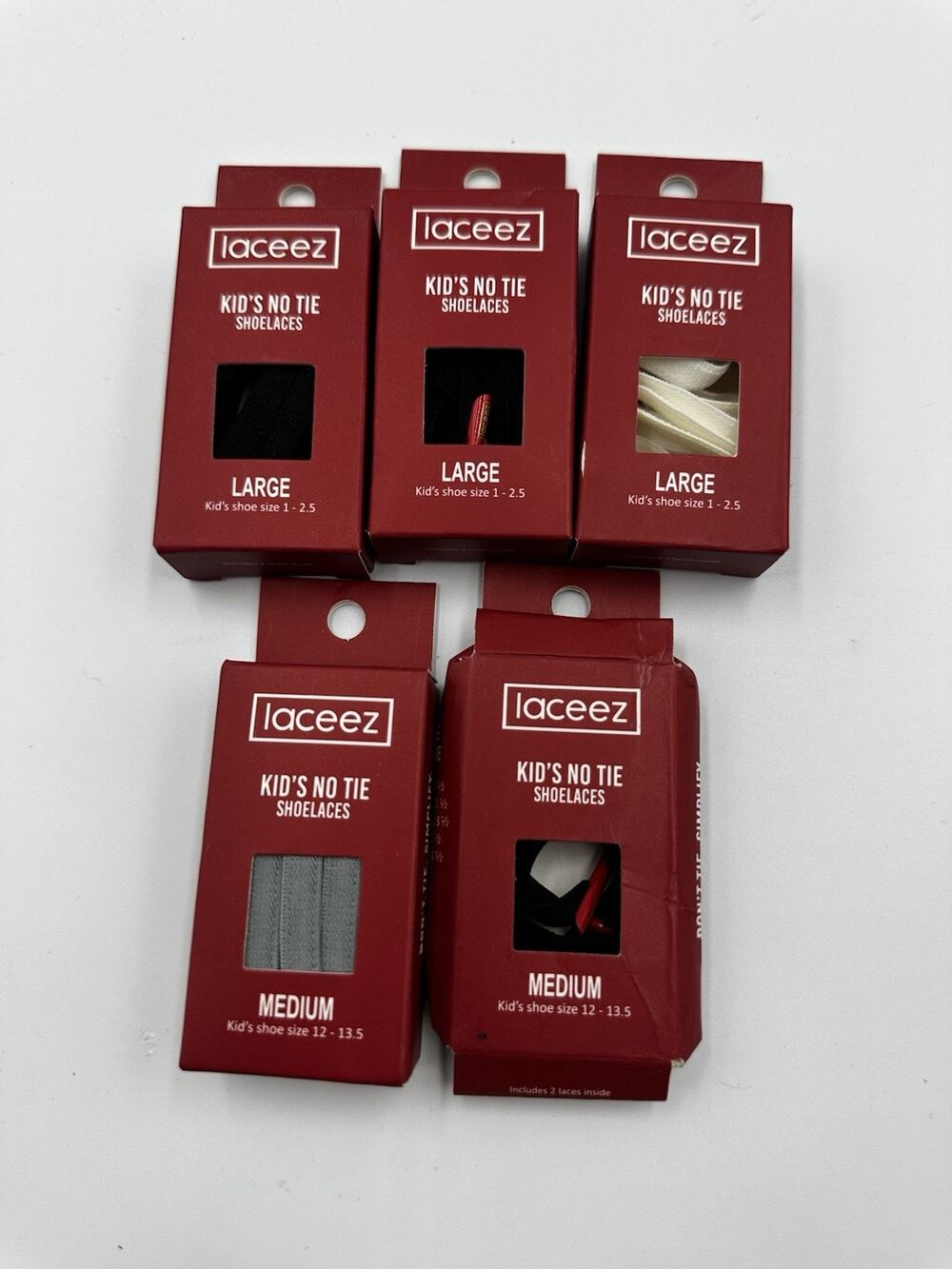 Kid’s No Tie Shoe Laces Laceez Lot Of 5, medium and Large Multicolor